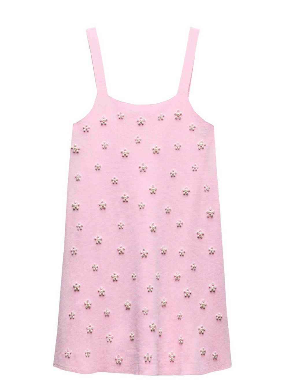 Zara Pink Mini Dress with Pearl Floral Embellishments
